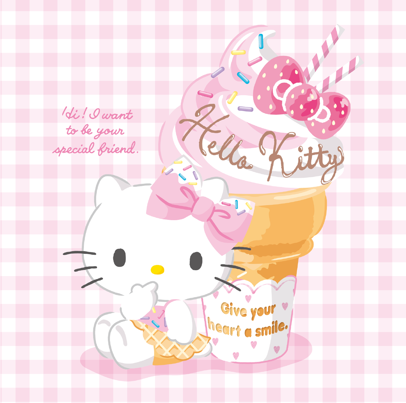 Hello Kitty 和草莓冰淇淋